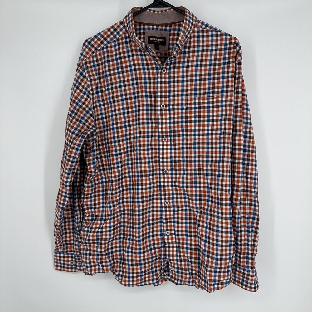Johnston‎ & Murphy Plaid button down shirt Long sleeve size Large